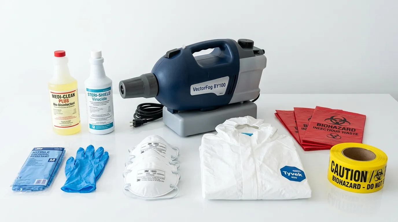 Professional biohazard remediation crew working in Fitchburg